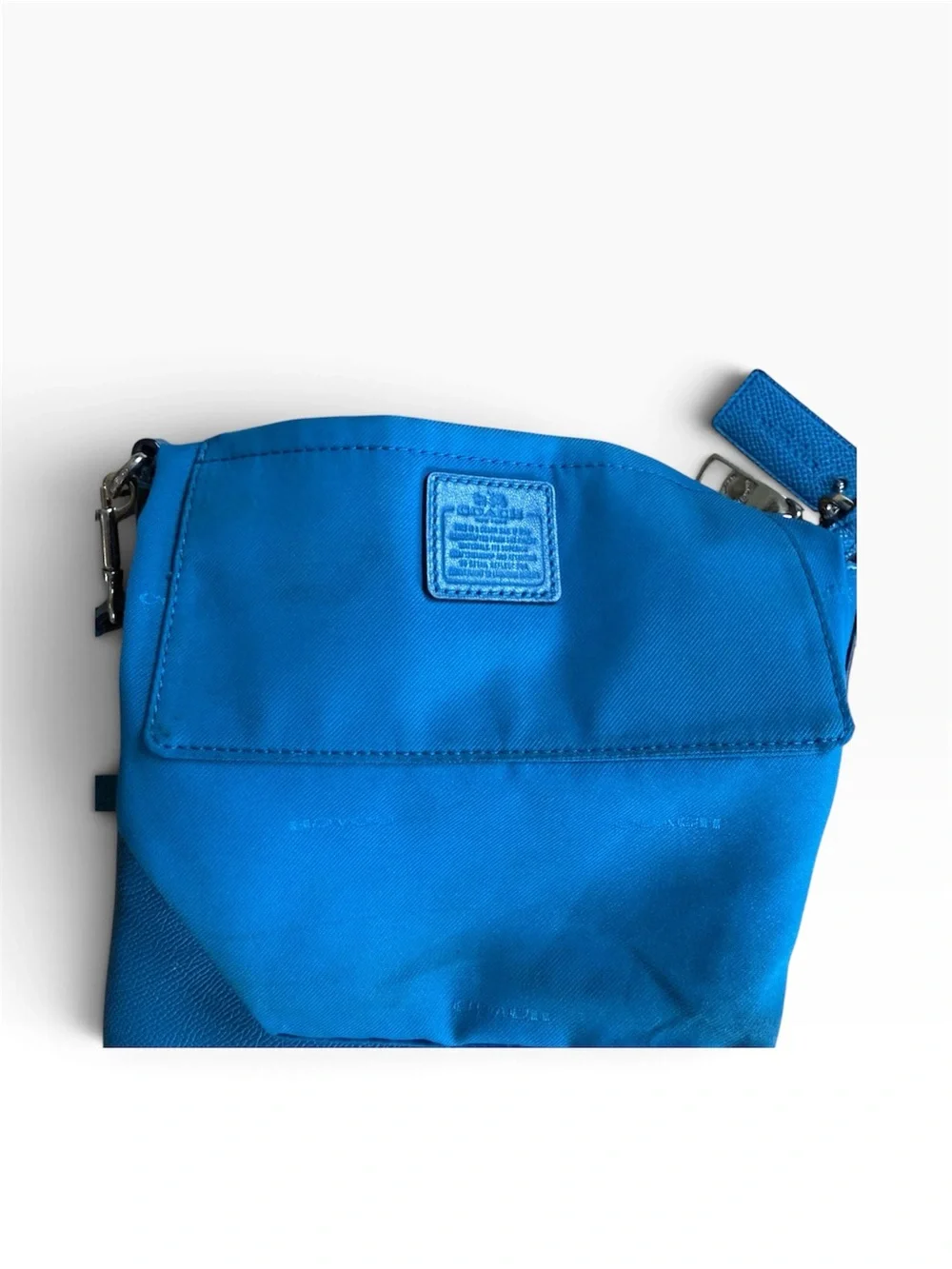 Coach Cobalt Blue Crossgrain Leather Crossbody Bag Silver Hardware